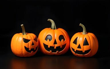 Halloween Pumpkins on black. High quality