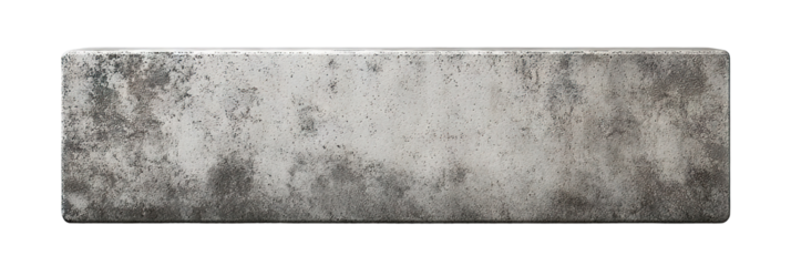 Rectangular concrete block nameplate mockup, isolated on transparent cutout background