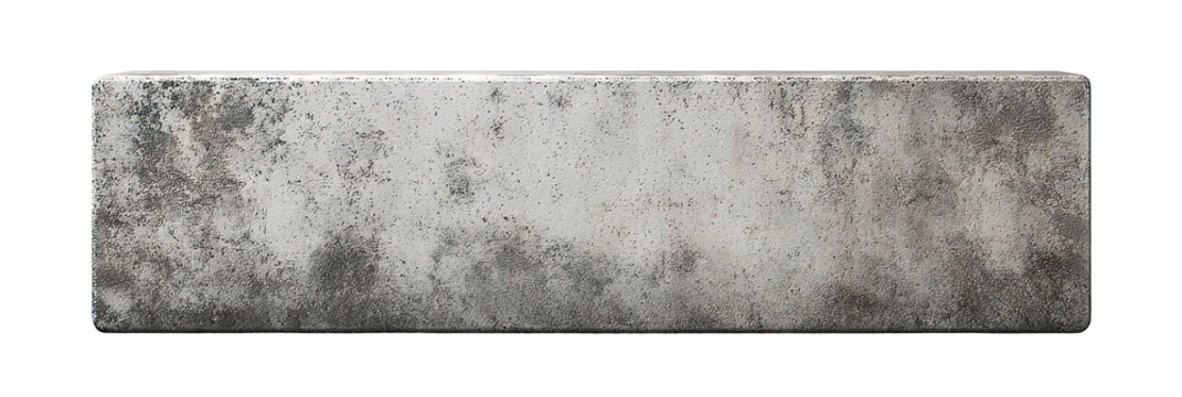 Rectangular concrete block nameplate mockup, isolated on transparent cutout background