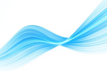Abstract flowing blue wave pattern with light streaks on a clean white background