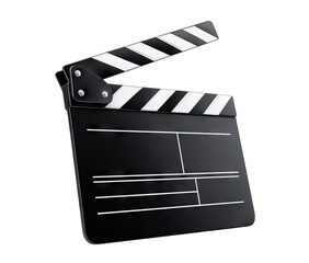 Classic movie clapperboard isolated on transparent cutout background