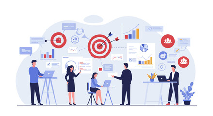 Team collaboration and data analysis in modern business environment