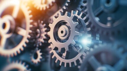 Ethereal Gears of Innovation: Dynamic Machinery Background for Tech, Engineering, and Industrial Design.