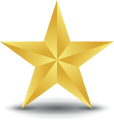 Gold star. Golden Christmas star isolated on white background. Nice illustration of a 3d look Gold star on white background. Star vector collection.	