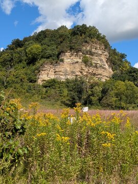 Scenic Sandstone Bluff Landscape in Rural Wisconsin