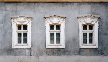 Obraz premium Aged facade with three windows