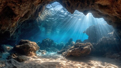 Sunlight streams into an underwater cave (5)