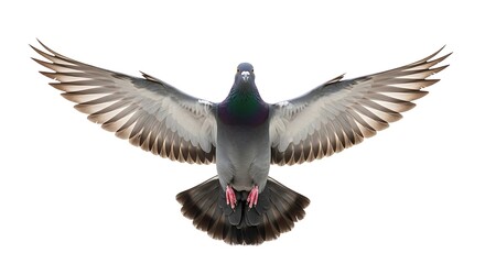 Obraz premium Pigeon in Flight with Wings Spread.