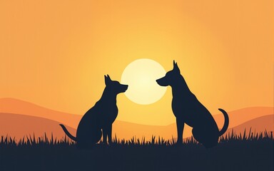 World dog day theme silhouette flat design. Vector illustration. Suitable for Poster, Banners, campaign and greeting card. High quality