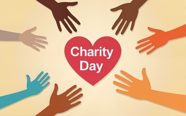 International Day of Charity, September, Awareness for Charity, fundraising event poster, banner, Charity day, social media post, typography, Sharing is caring, Helpful hand, help the homeless