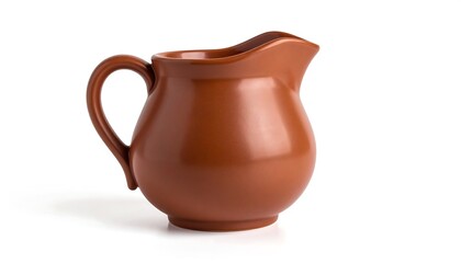 Terracotta pitcher isolated on white