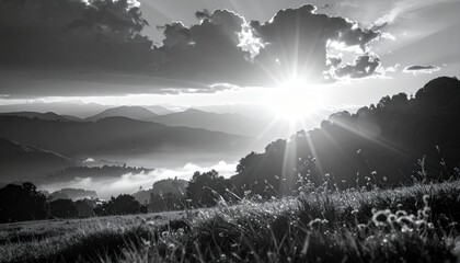 Sunrise Over Misty Mountains