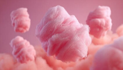 Pink cotton candy clouds in soft focus