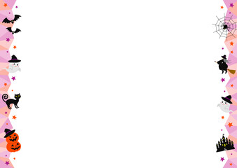 ハロウィンをイメージした横長の左右のキラキラしたフレームイラスト

