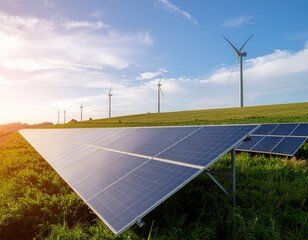 solar panels and wind turbines