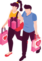 vector illustration of a couple shopping