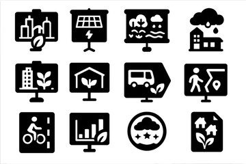 Ecology, environment silhouette icon set. sustainable, nature, conservation collection