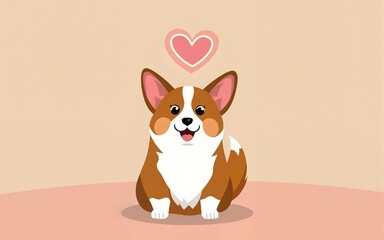 Greeting card for Happy National Dog Day with cute corgi. High quality