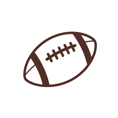 Simple brown American football icon with laces and stripes, isolated on a white background. Hand-drawn sports equipment vector illustration for design