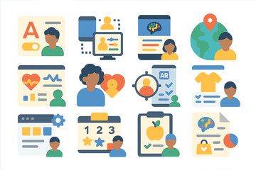 Education, learning flat icon set. school, classroom, academic icons flat collection