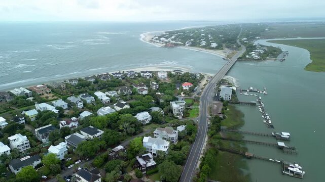 Isle of Palms South Carolina aerial drone shot