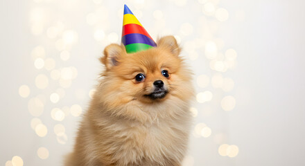pomeranian dog wearing a hat