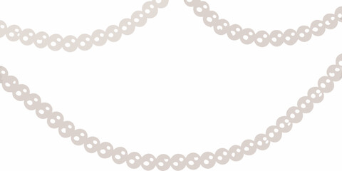 Elegant light gray pearl necklaces draped gracefully on a clean white background