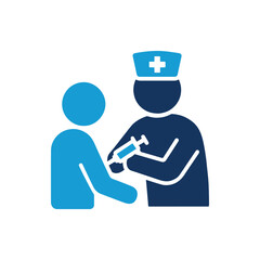 Vaccination process, A nurse Giving Injection to Patient icon.