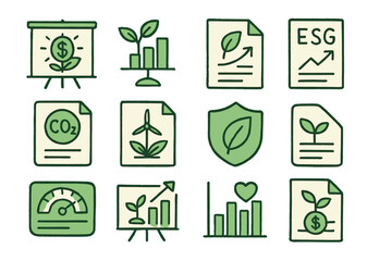 Sustainability, eco, environment line icon set. green, nature, renewable, conservation icons