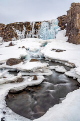 Oxararfoss Waterfall Pingvellir NationalPark Iceland