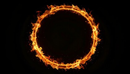 Fiery circular frame against a black background