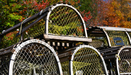 Autumn Leaves and Wooden Lobster Pots