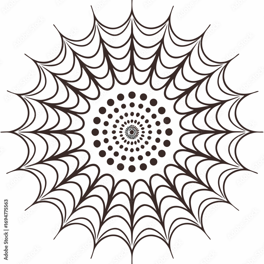 Wall mural Vector art of intricate spider web pattern with a central circular design