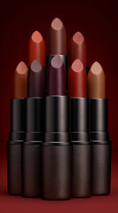 Lipsticks arranged in a pyramid shape