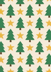 Obraz premium Festive trees stars pattern wallpaper