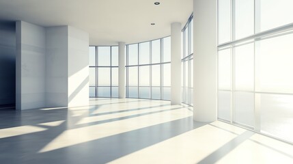 Minimalist empty room featuring a large window, filled with soft ambient daylight for a modern interior feel.