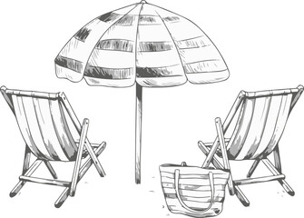beach chair and umbrella