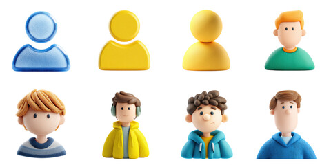 User icon png isolated in 3d transparent using for character presentation.