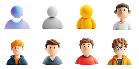 User profile transparent in png no background for social decoration.