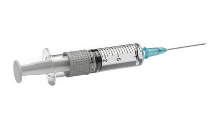 Medical syringe with needle detailed close-up medical injection tool ready for healthcare administration pharmaceutical medical equipment transparent background