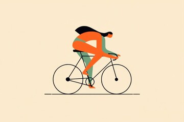 Dynamic Illustration of a Rider on a Bicycle, Capturing the Essence of Movement and Athleticism in a Minimalist Style with Vibrant Colors