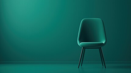Green chair with a sleek metal frame sitting in a minimalist office space, adding a pop of color.