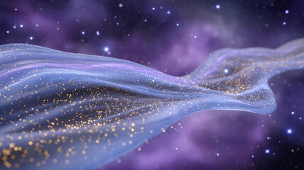 Glowing blue ribbons and purple starry sky