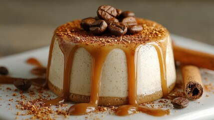 A Crystal Clear photo of creamy dessert blending cinnamon and coffee flavors.