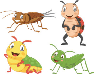 set of cartoon insects