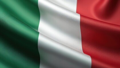 Fototapeta premium Realistic Italian flag with silky smooth wave texture in green, white, red tricolour. Detailed closeup of national symbol, patriotism, pride, country, European symbolism, sovereignty, culture,