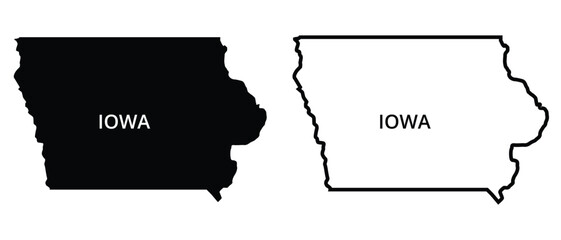 Iowa state border map outline and silhouette vector graphic isolated image decal