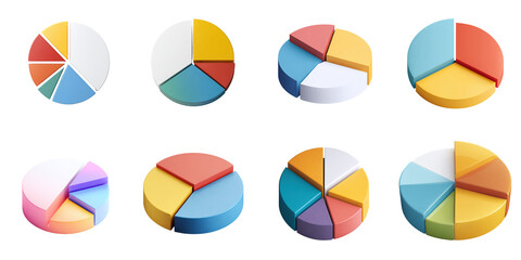 Animation pie graph png in 3d transparent for stat presentation.