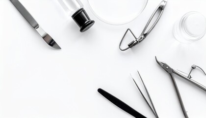 Professional Beauty Tools and Supplies on White Background