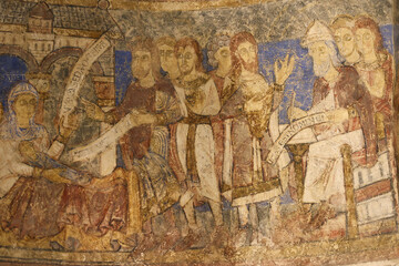 Naklejka premium Canterbury cathedral, Kent, U.K. Fresco in St Gabrielâ€™s chapel